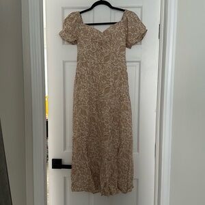 Beige/pink size S linen dress